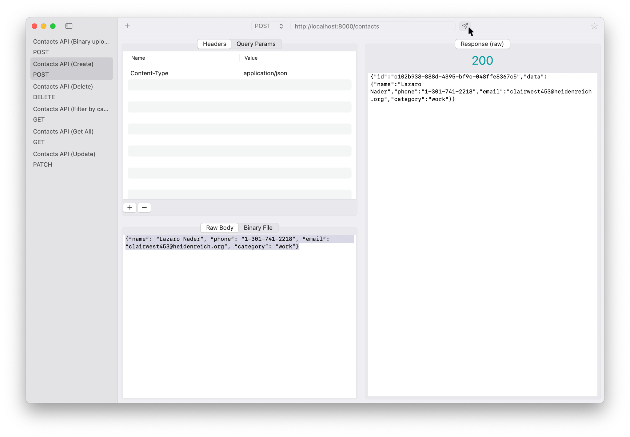 Requesto displaying API response text
