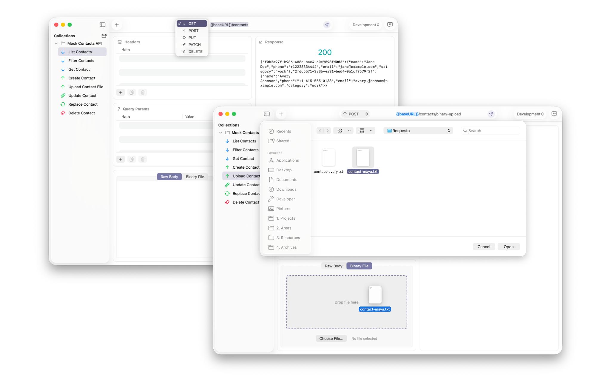 Requesto send data & upload files