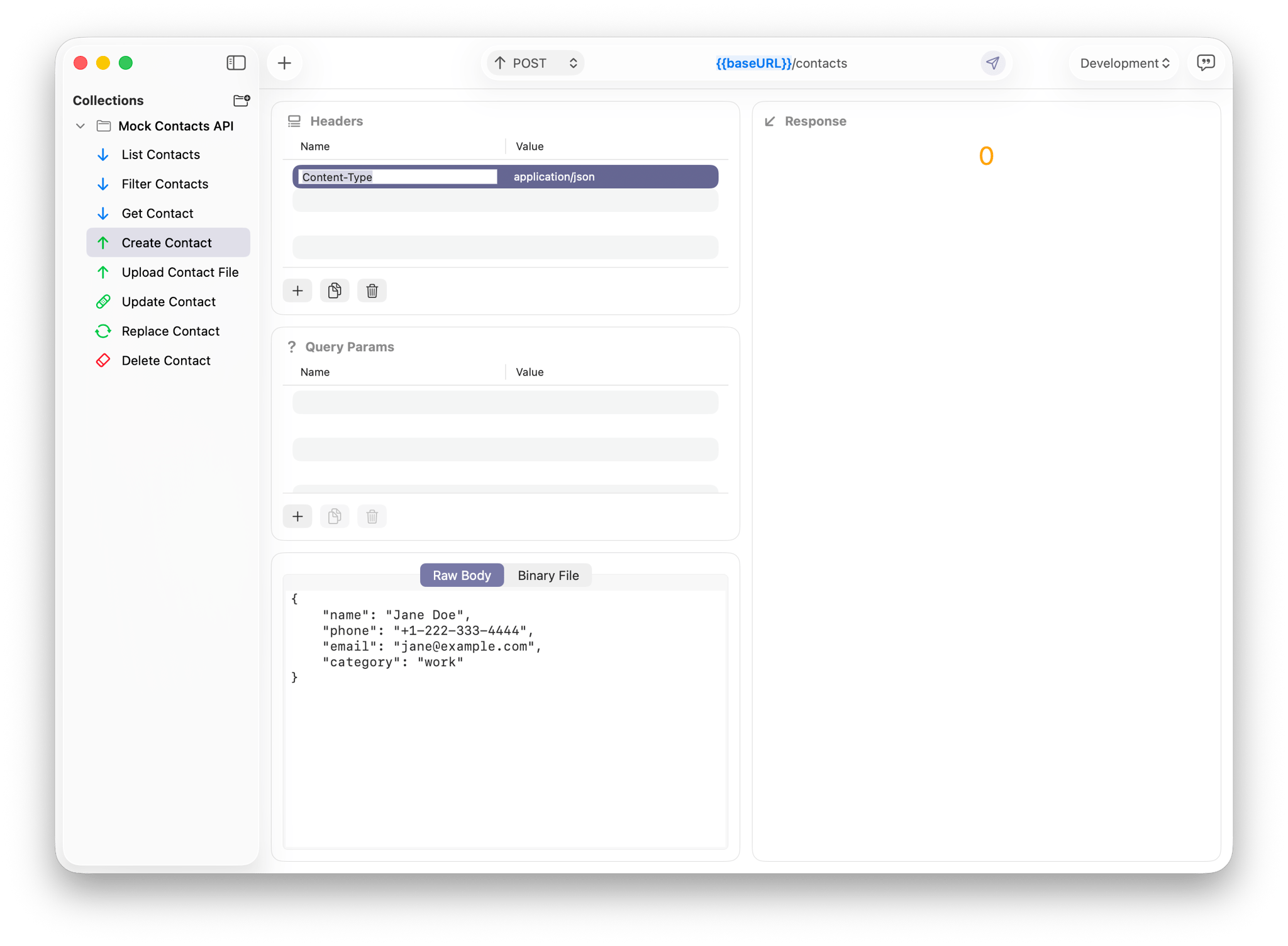Requesto headers and request configuration screen on Mac