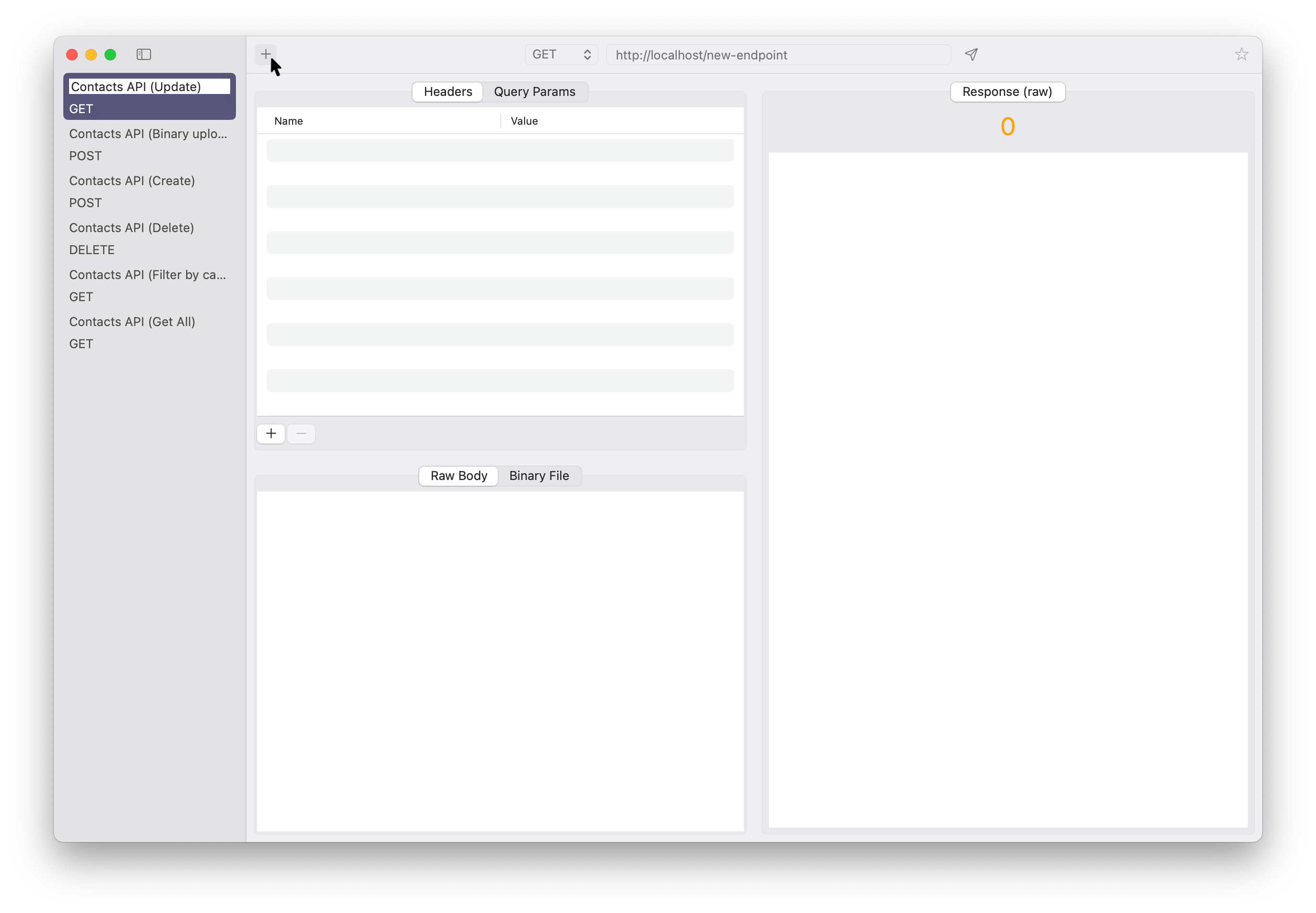 Requesto new endpoint screenshot